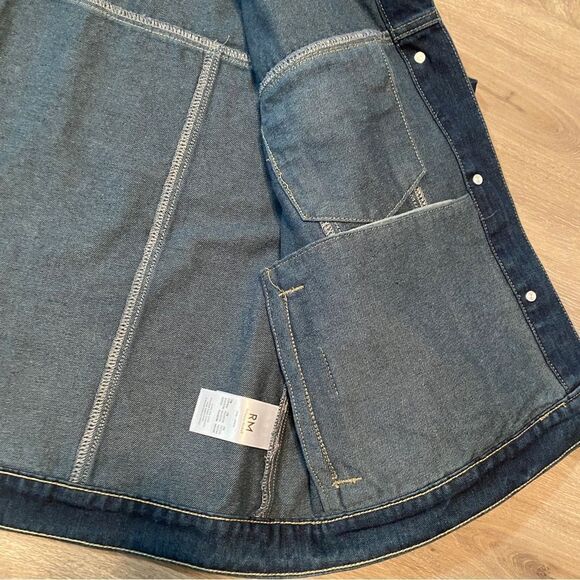 REBECCA MINKOFF DARK WASH DENIM JACKET WITH RHINESTONE EMBELLISHED CUFFS XL NWT - Picture 4 of 16